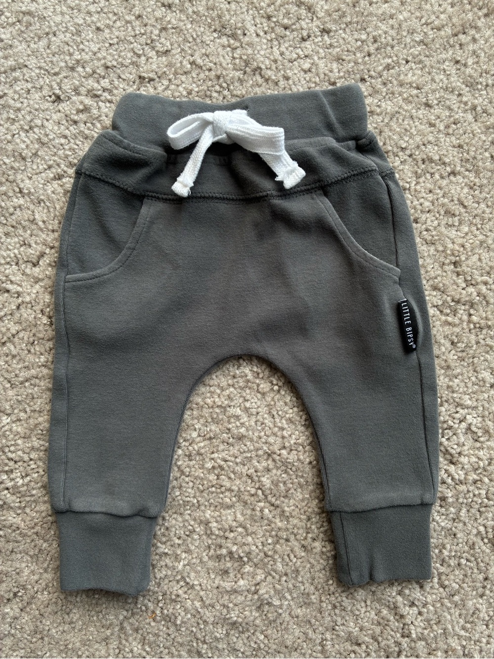 Little Bipsy Dark Grey Toddler Joggers with Functional White Drawstring